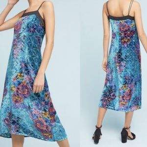 ANTHRO floral velvet Slip Dress NWT 0